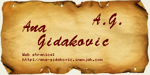Ana Gidaković vizit kartica